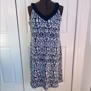 Penningtons A-line Dress, Midi, V-neck front & back, Black & White, X Plus 14 16